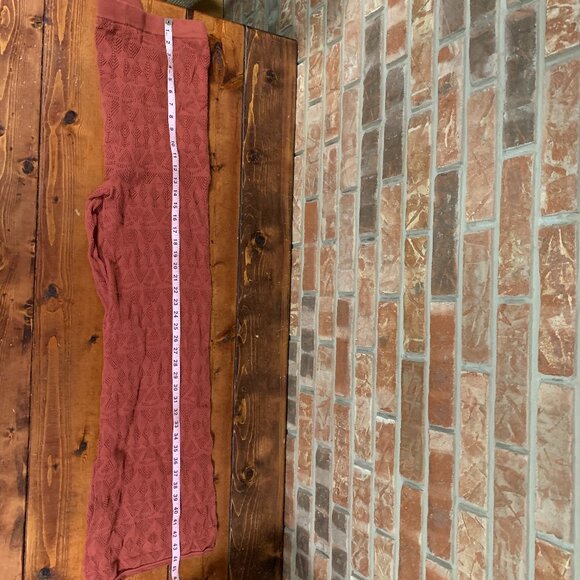 NWT Anthropologie Flat White Orange Rust Women's High Waist Pointelle Knit Pants - Picture 13 of 14